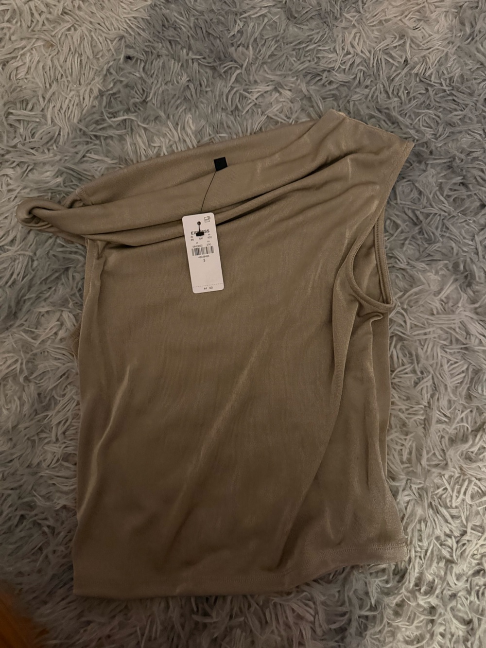 Express One-Shoulder Crop Top in Taupe